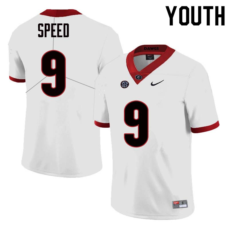 Georgia Bulldogs Youth Ameer Speed #9 White Stitched College UGA Football Jersey 23XN016TG